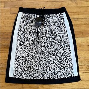 DKNY Black and White Leopard-Print Pencil Skirt